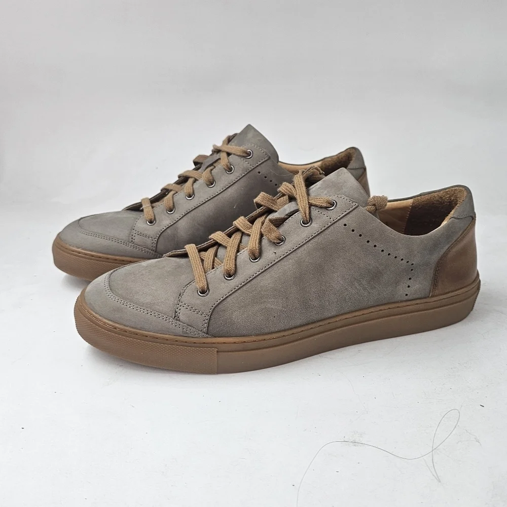 Warfield & Grand Seawall Low Top Sneaker Gray Tan Mens Size 10 Leather